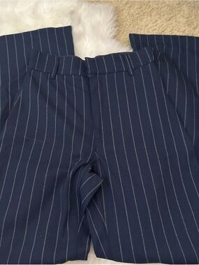 Free People Navy Pinstripe Trousers